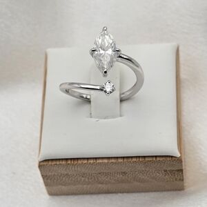 Sterling Silver 925  Toi et Moi Moissanite Ring